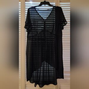 Chiffon Smocked Waist Extreme High Low Top